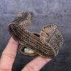 Natural Ammonite Fossil Gemstone Copper Wire Wrap Cuff Bangle Adjustable E7q41