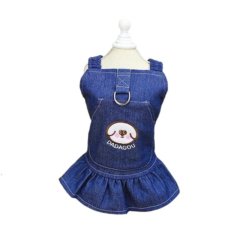 Puppy Denim Dress for Small Medium Dog Kitten Clothing Vest Spring Summer Yorkie Chihuahua Skirt Clothes Ropa Perro Pet Supplies