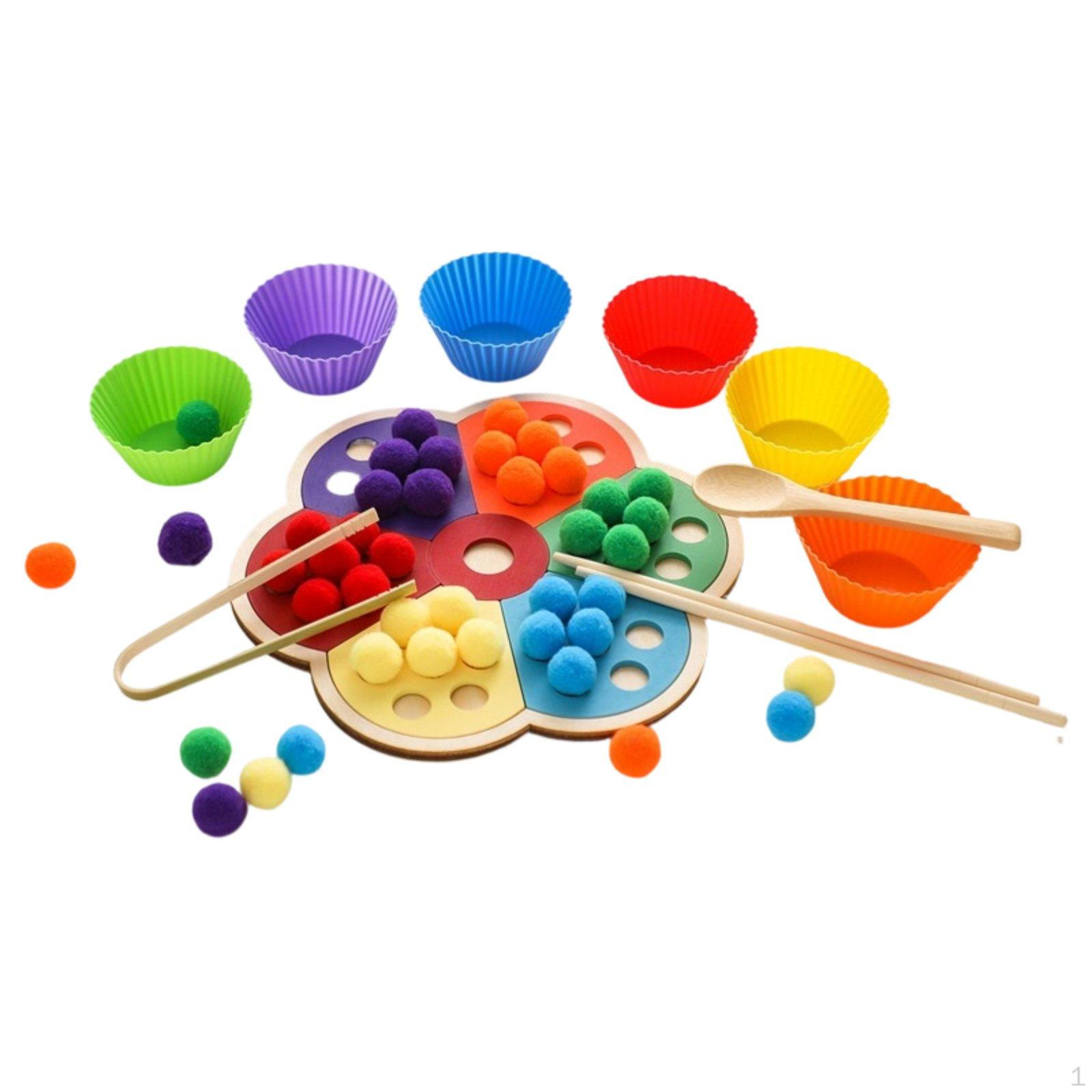 Flower Color Sorting Toy HandEye Coordination Matching Early Learning Clip Bead Puzzle for