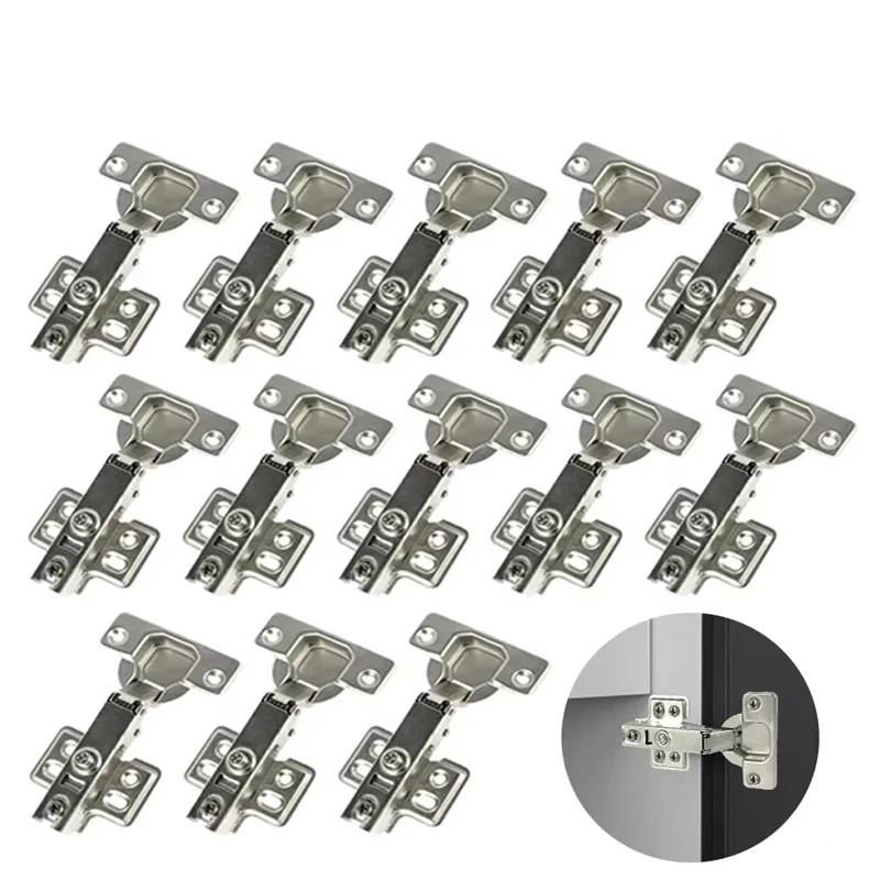10Pcs Cabinet Hinges with Screws Steel Hinges For Furniture Full Overlay Mute Cabinet Door Cupboard Hinges Furniture Fitting