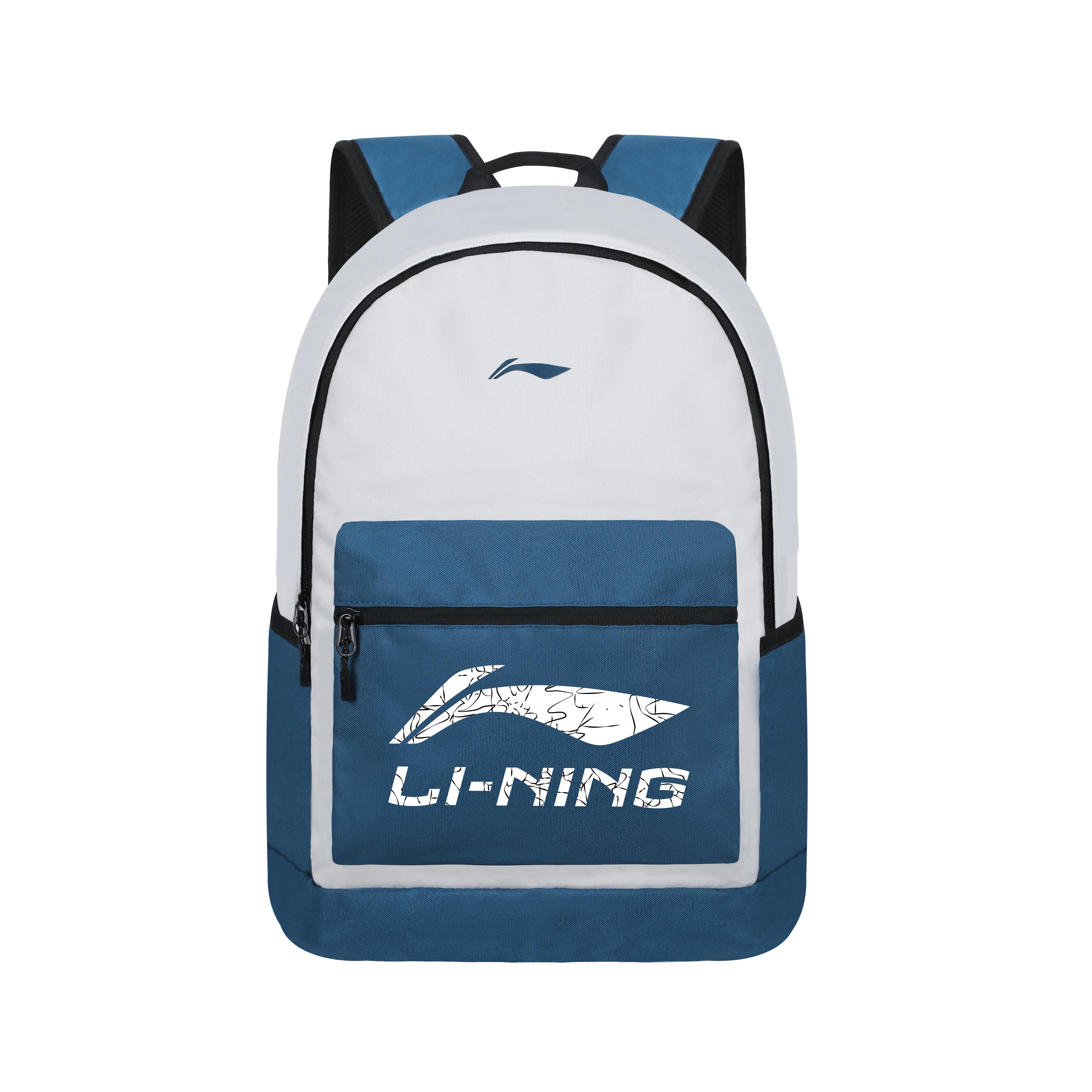 Li Ning Polyester Backpack Unisex Blue With White Random Stitching YBSU167-5A13