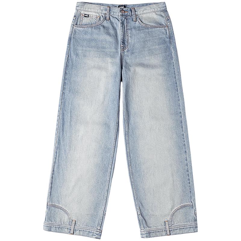 Lee Unisex Loose Fit Wide Leg Deconstructed Light Blue Jeans