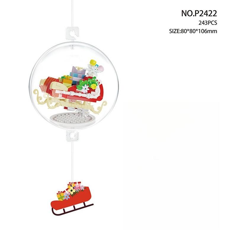 Santa Claus wreath sled decorative pendant, children's educational DIY building block toy, creative gift