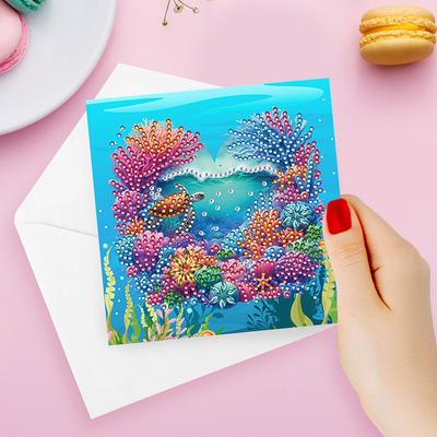 6pcs DIY Diamond Painting Greeting Card Set Rhinestone Diamond Art Mosaic Postcards Creative Birthday & Thanksgiving Card Kit