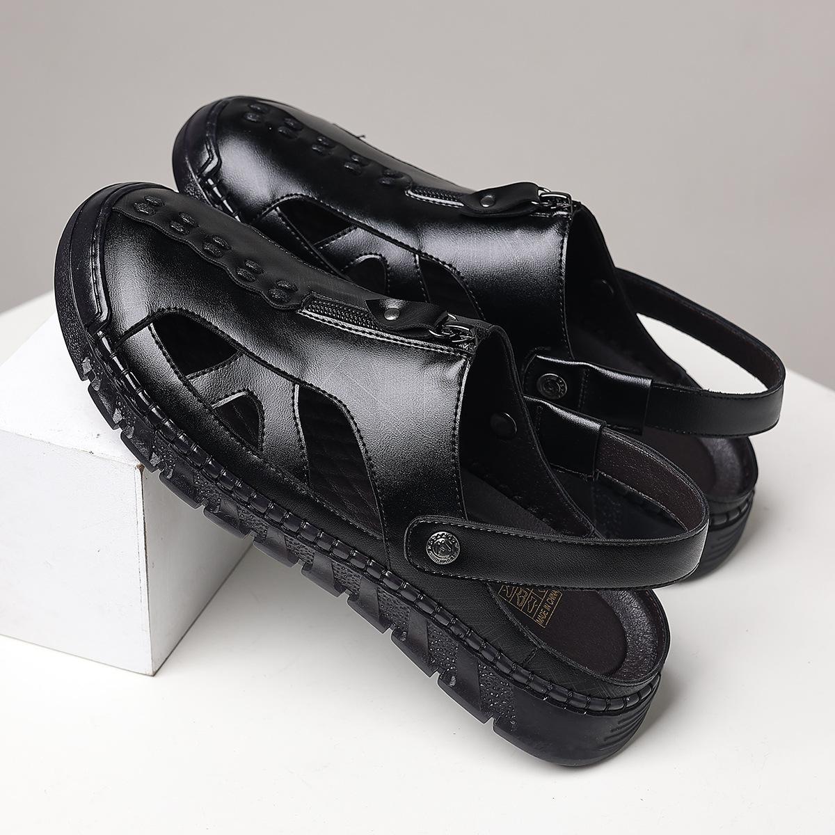 

2025 импортная торговля Баотоу повседневные сандалии для отдыха на пляже прохладные тапочки освежающие дышащие удобные туфли для ног мужчины 39 чёрный