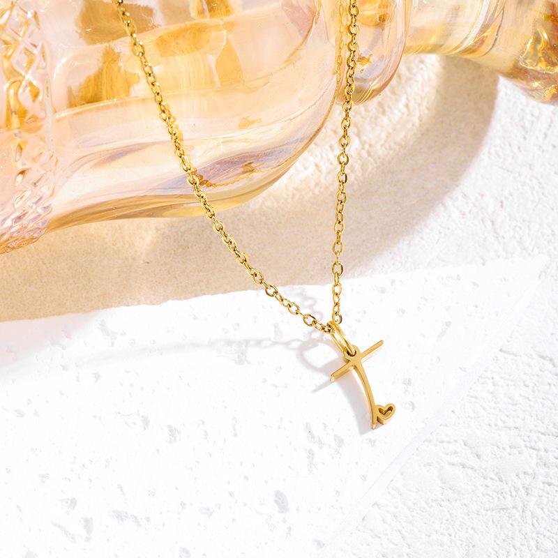 Elegant Titanium Steel Letter Necklace for Women - 2026 Clavicle Chain English Letter Pendant Jewelry