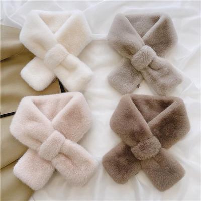 Like Rabbit Fur Soft Clothing Accessories Skin-friendly Solid Color Wind-resistant Plush Warm Fur Collar Scarf