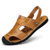 Men's Sandals Leather Beach Two with Summer Trend Korean Version of Fashion Casual Bag Head Men's Personality Soft-soled Leather Shoes Men