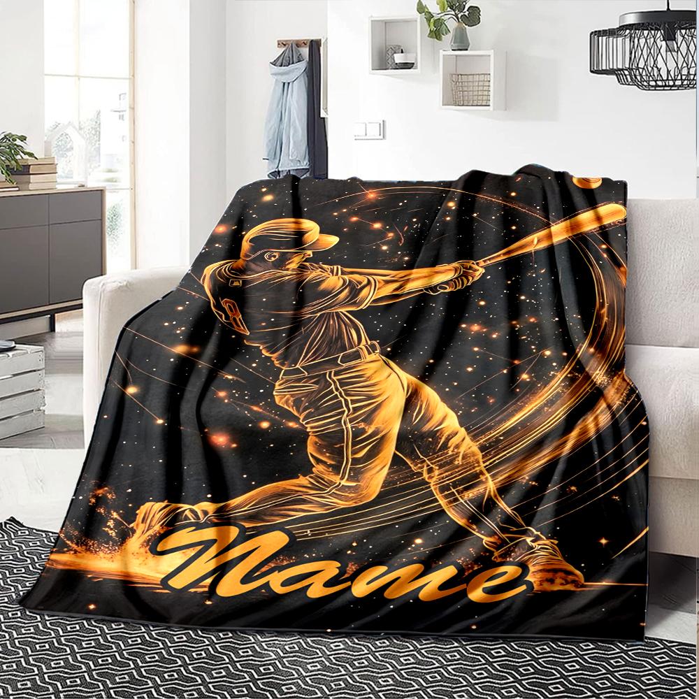 Custom Name Baseball Theme Printed Blanket - Perfect for Couch, Bed, Travel & Outdoor Use | Machine Washable, Cozy & Durable.