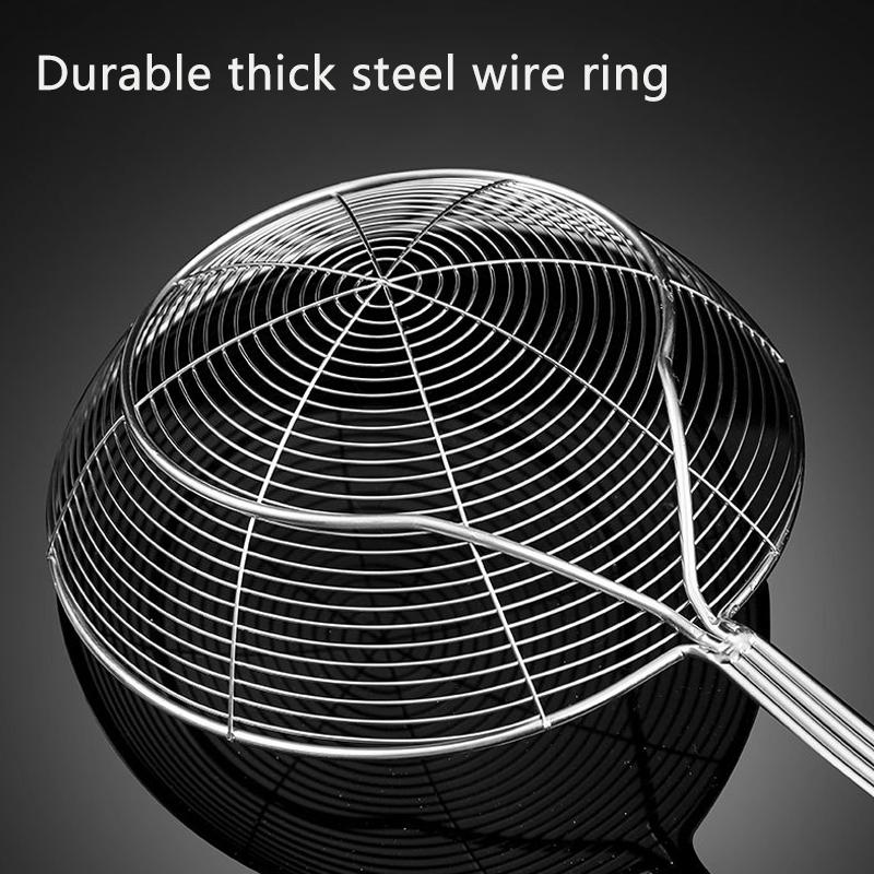 Skimmer Slotted Spoon Stainless Steel Heat-Resistant Handle Fryer Basket Skimming Ladle Cooking Skimmers Round Frying Colander