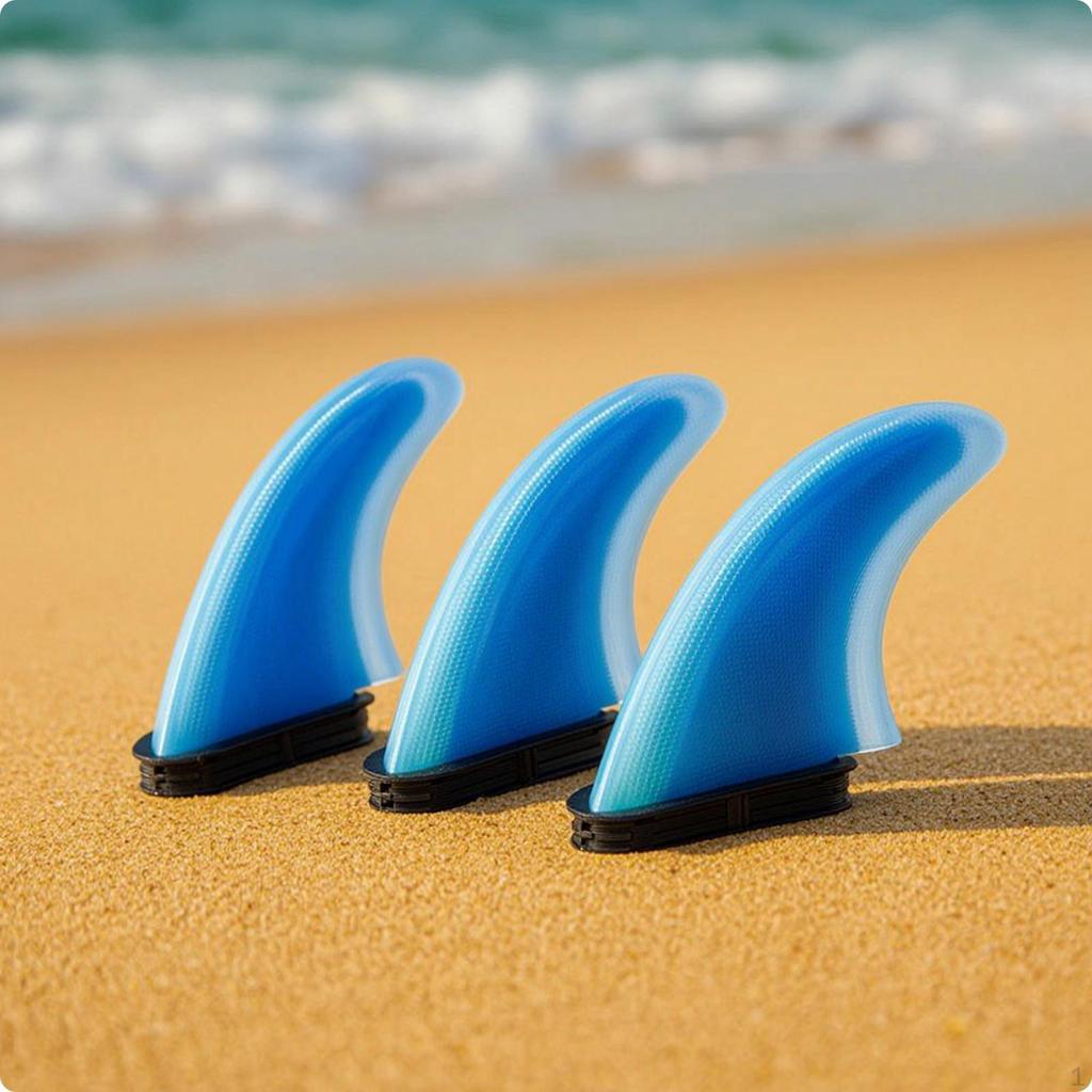 3 Pieces Surfboard Fin with DoubleTab Base Removable Textured for Surfers Orange