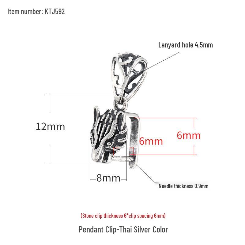 

Sterling Silver Wolf Head Pendant with Hetian Jade & Amber Clip-on Accessory