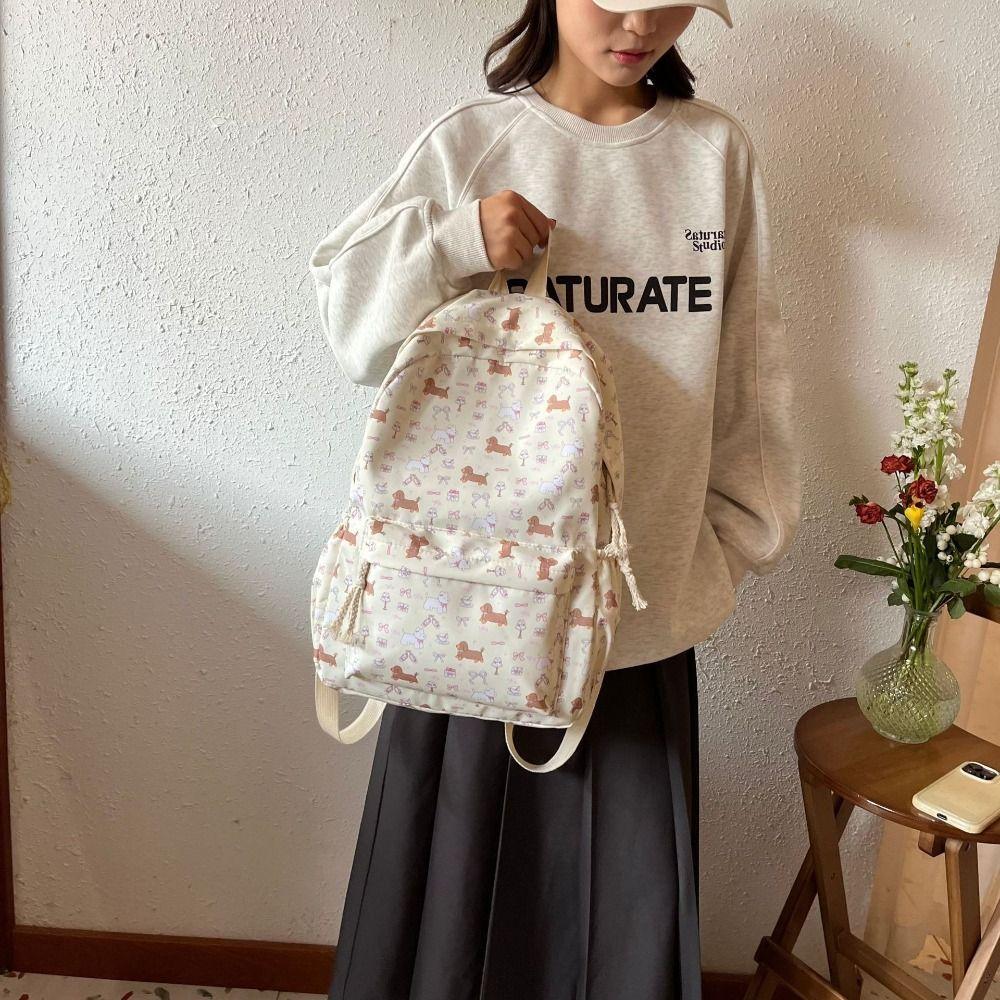 

Large Capacity Cute Dog Backpack Nylon Shoulder Bag Kawaii Students School Bag Students Style B