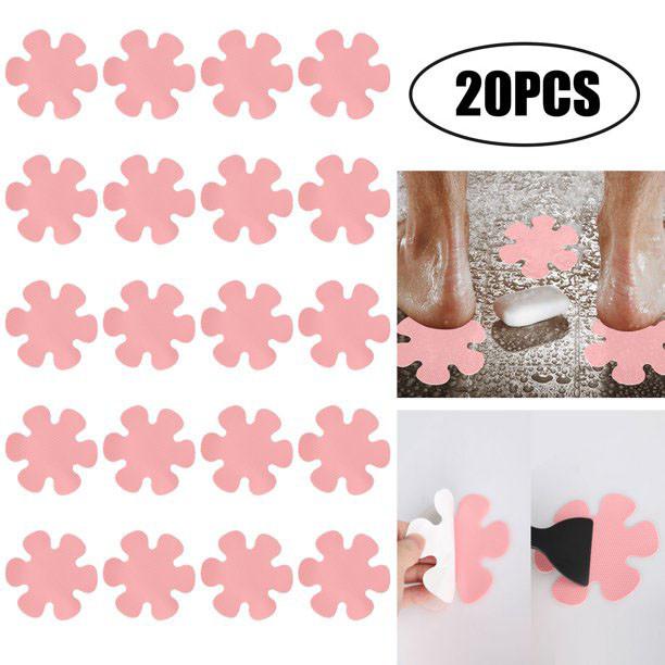 20pcs Bathtub Stickers Non-,- Shower Safety Treads Adhesive Appliques With Scraper Bright Colourful Flower Decals For Bath Tub, Stairs, Shower