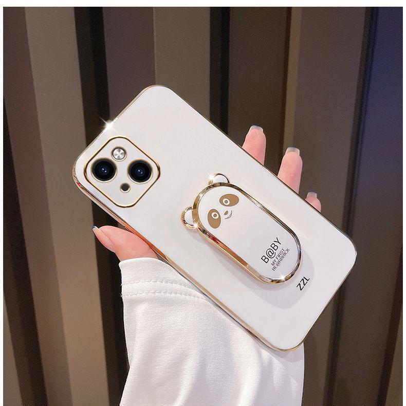 Applicable To Apple 15 Mobile Phone Case Electroplated Bear Bracket IPhone 16 Protective Case 13 Soft 14 Proma