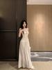 French Pure Waist Pinched White Polka Dot Suspender Dress Women's Summer Pure Desire Temperament Waist Thin Dress