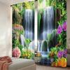 Modern Waterfall Scenery Pole Bag Curtains Bedroom Living Room Decoration Home Curtain Polyester Ideal For Area