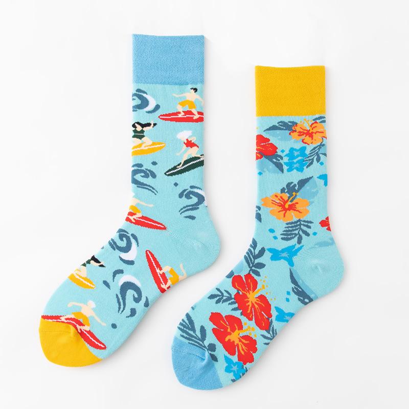 REMOULD Women Fashion Designer Mismatching AB Socks High Quality for Girls Art Crazy Socks With Print Pattern Fancy Cool
