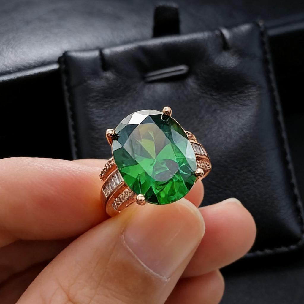Customized Jewelry Jewelry Simulation Ruby Sapphire Ring 12X16 Pigeon Egg Emerald Ring Jewelry