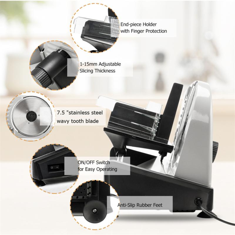 110v/150w 7.5 Inch Electric Gear Cutter Semi-automatic Stainless Steel Household Food Slicer Machine