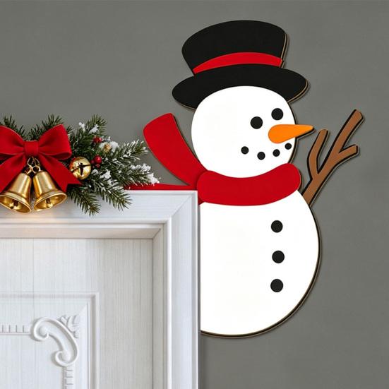 Creative Doorway Art Decorations Christmas Wooden Door Corner Sign, Santa Snowman Cat Cartoon Holiday Home Decor Ornaments Frame Decor, Reusable