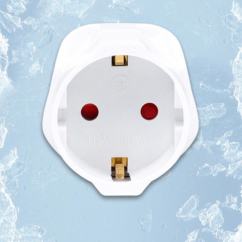 EU To UK Plug Adapter Travel Power Converter 2 Pin To 3 Pin UK Socket 250V 13A Fused Safe Charging for European Devices In Britain