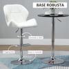 Set of 2 Bar Stools with Adjustable Height, Metal Base and PU Leather Seat, Kitchen Stools with Backrest and Footrest, 51.5x57.5x93-114.5cm, White