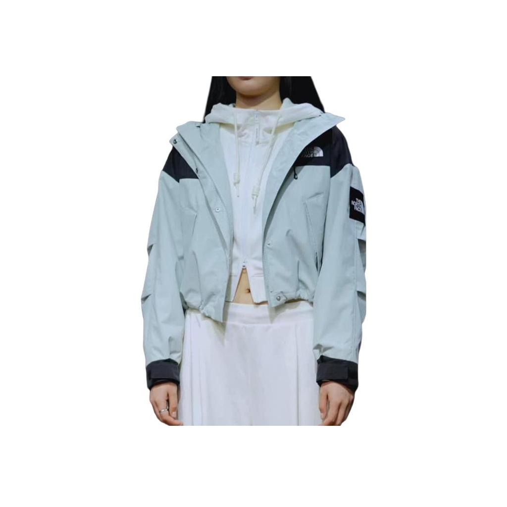 The North Face Vaiden Letter Logo Color Block Hooded Zip Long Sleeve Waterproof Jacket Women jackets Mint-Green NJ2HQ80M