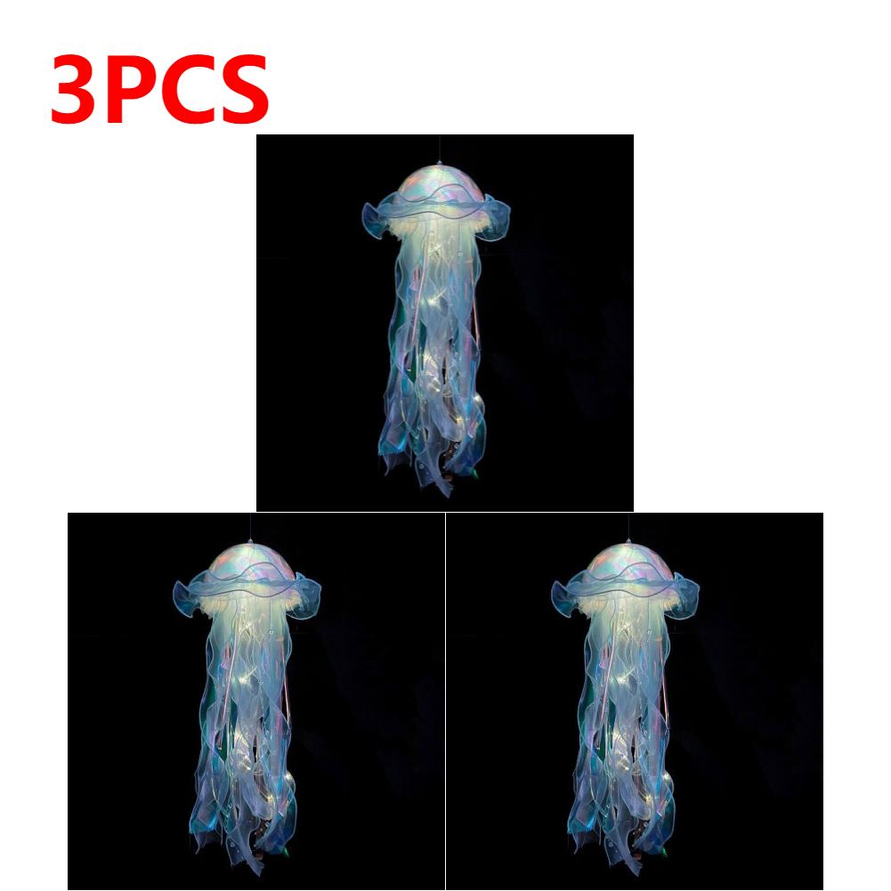 Gradient Jellyfish LED Night Light Handmade Pendant Lamp Colorful Hanging Light for Indoor Outdoor Garden Festival Decoration