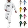 Men's Solid Color Flag Print Hooded Universal Versatile Hooded Sweatshirt Sweatpants Casual Sports Suit