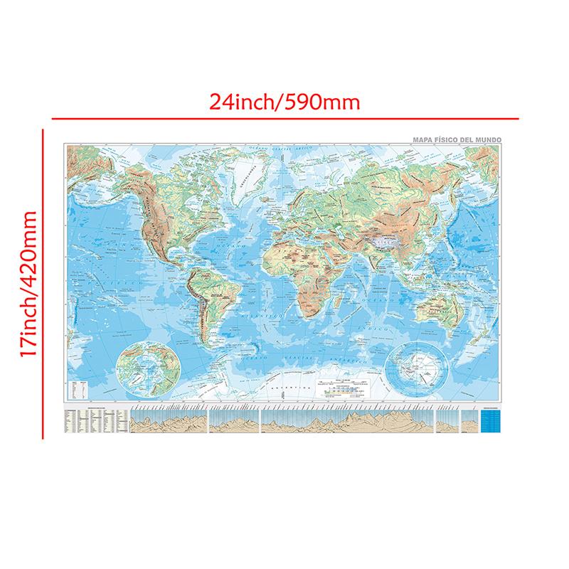 

Серия Карт Испании Мировая Карта - Топографическая Карта, Инструмент для Географического Образования, Настенная Карта-Плакат, Декор для Домашней Школы, Товары для Путешествий