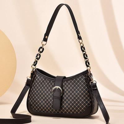 Fashion PU Leather Shoulder Bag For Women Chains Middle-aged Crossbody Bag Daily Shopping Messenger Bag