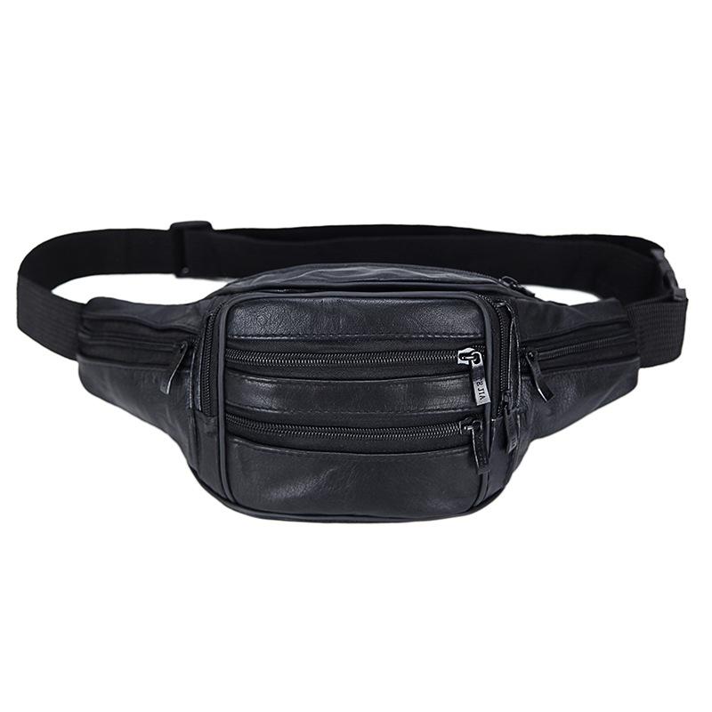 First Layer Cowhide Mobile Phone Fanny Pack Large Capacity Sports Fanny Pack Oblique Span Men's First Layer Leather Fanny Pack