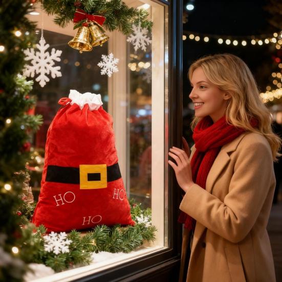 Großer Samt Nikolaussack Weicher Kordelzug Weihnachtsgeschenktüte Extra Groß Roter Weihnachtsstoffbeutel für Feiertagsverpackung Partyzubehör