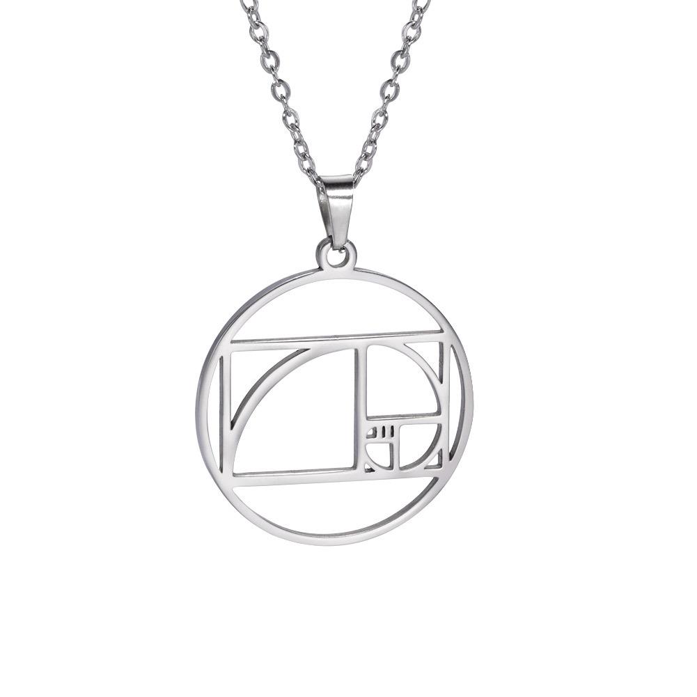 Titanium Steel Geometric Pendant Necklace Hollow Line Square Round Half Heart Minimalist Design