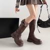 But knee boots women's 2025 autumn and winter new fashion knight boots retro platform versatile fashion Martin boots