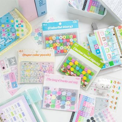 PET Loseblatt Perforierte Stanzaufkleber Rainbow Story Serie Koreanische Süße Handkonto Material Dekorationsaufkleber