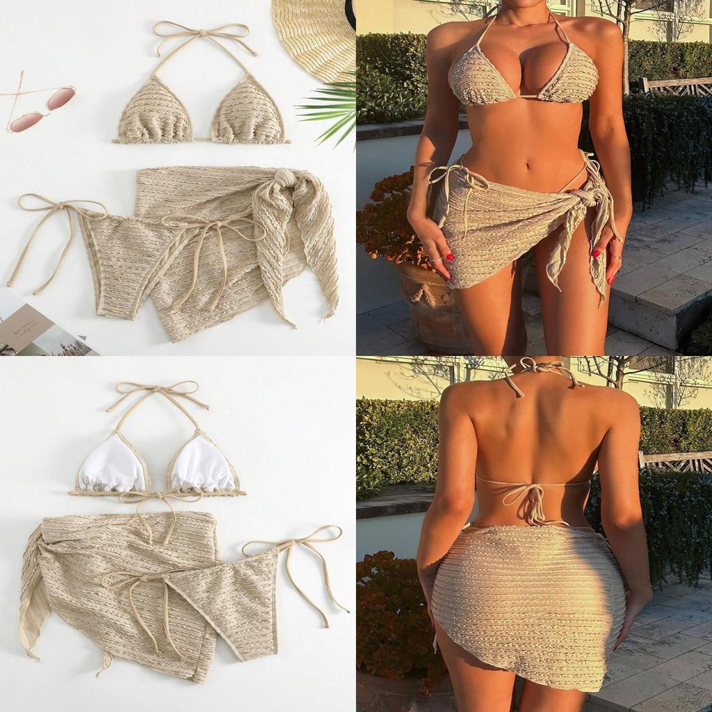 Classic Solid Color Bikini Set With Polyester And Spandex For Swimming Water Sports Women