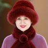 Fur Hat for Women, Warm Autumn and Winter, Otter Rabbit Hair, Fox Hair, Middle-aged and Elderly Mothers, Winter Elderly Grandmother Hat, Scarf