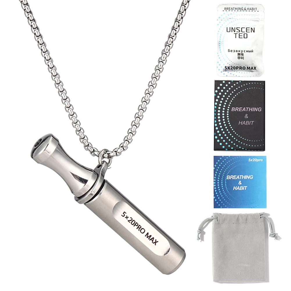 Anxiety Breathe Easy Necklace Quit Smoking Anxiety Relief Mindfulness Breathing Necklace for Natural Calm & Stress Relief серебряный