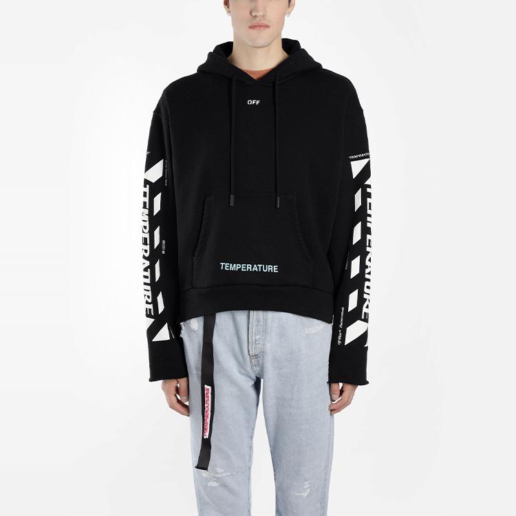 Off-White Sweatshirts Men's Black Hooded Moderate Regular OMBB031S181920231001