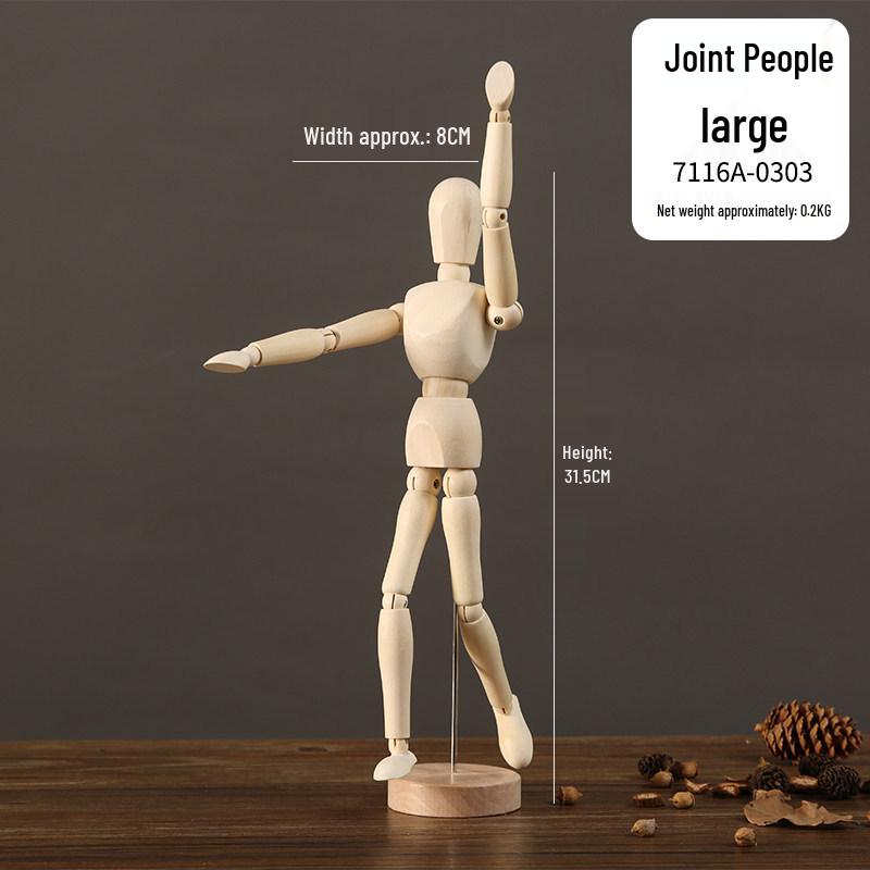 Nordic Style Handmade Wooden Jointed Model Figure Ornament