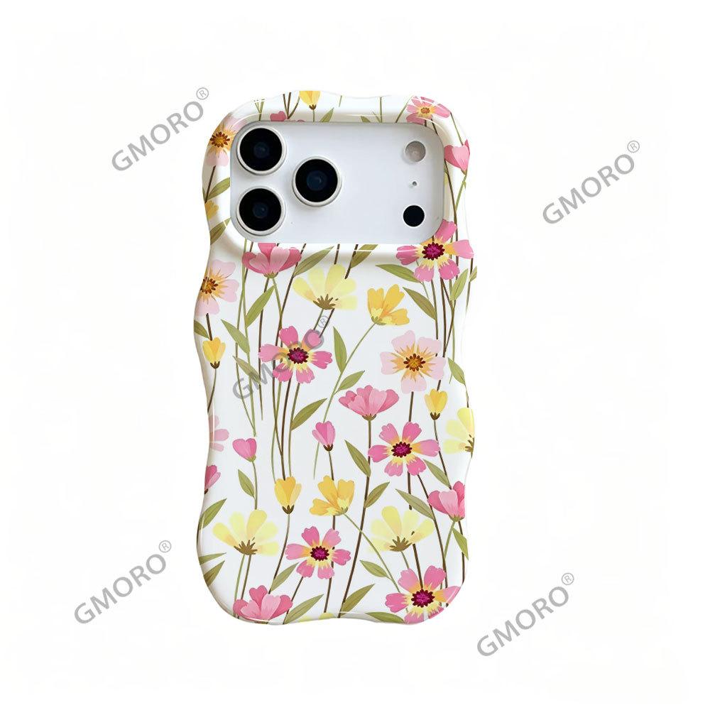 Fresh Girl Model Isn Korean Gentle Floral Film Shell Wavy Edge Mobile Phone Case for iPhone11/11pm
