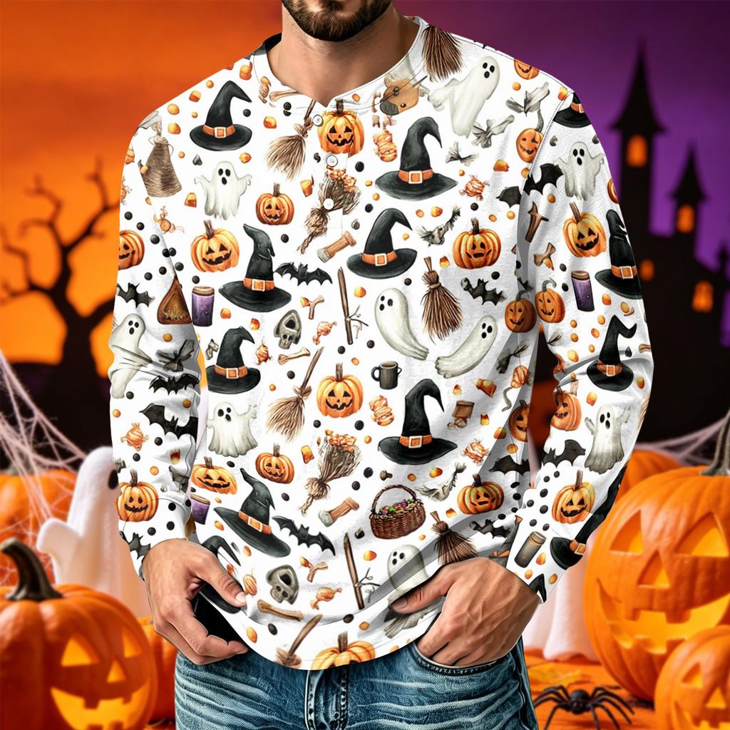 Men's Printed Long Sleeve Casual T-Shirt for Everyday Wear