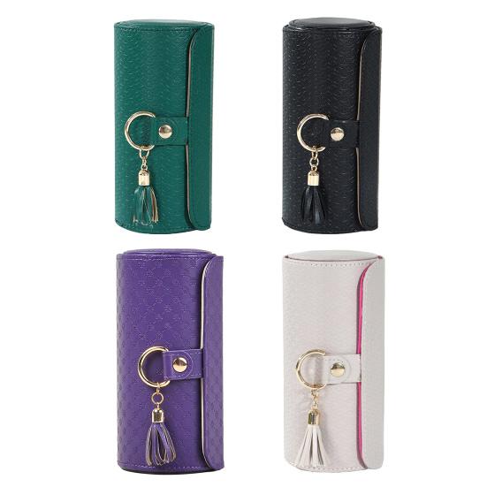 Tiered Travel Jewelry Case Faux Leather Jewelry Storage Roll Box with 3 Compartments Portable Jewelry Organizer for Necklaces Rings Earrings Bracelets