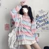 T-shirt a righe da donna VAYLA a manica lunga Kawaii giapponese per ragazza Primavera Retro Arcobaleno Harajuku T-shirt Grafiche Top Donna