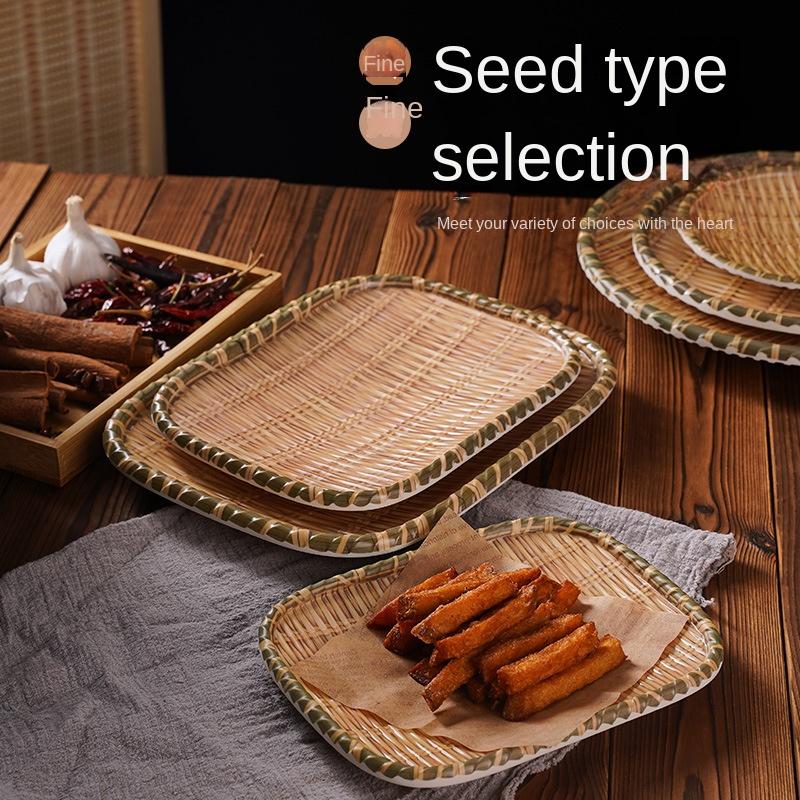 Imitation Bamboo Plate Personalized Creative Tableware  Long Plate Fried Food  Fried Skewer Dustpan Fruit Plate