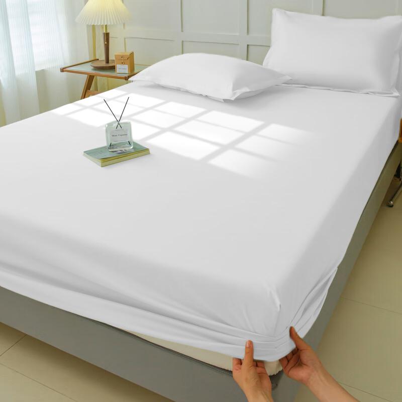 Waterproof Fitted Sheet Bedding Cover Bed Cloth Solid Color Mattress ,Soft Breathable Noiseless Bed Cover Deep Pocket Large Size