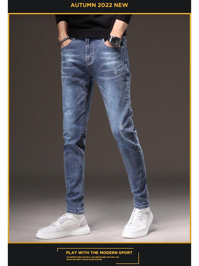 Herren Slim Stretch Klassische Blaue Jeans 2024 - Ganzjahres-Freizeitkleidung