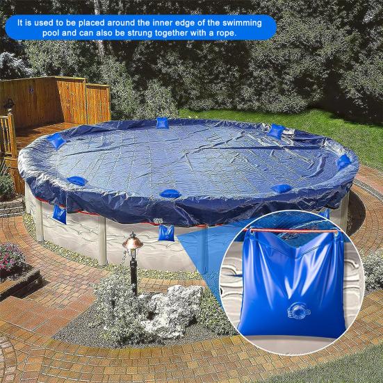 Pool Cover Hanging Bag Leakproof Square Swimming Pool Cover Weights Thick PVC Water Bags for Above Ground Pool Cover Antifreeze Winter Tarp Weights